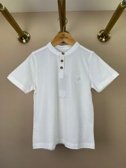 Polo Infantil  Piquet Cavalo Bordado Off White - Dame