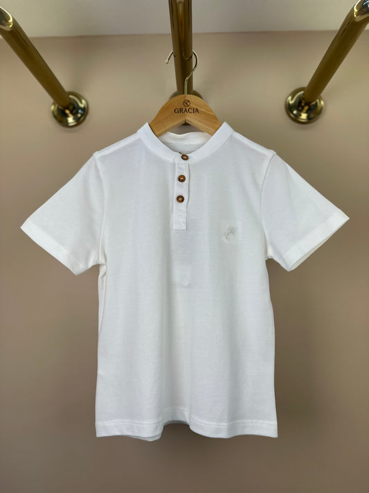 Polo Infantil  Piquet Cavalo Bordado Off White - Dame