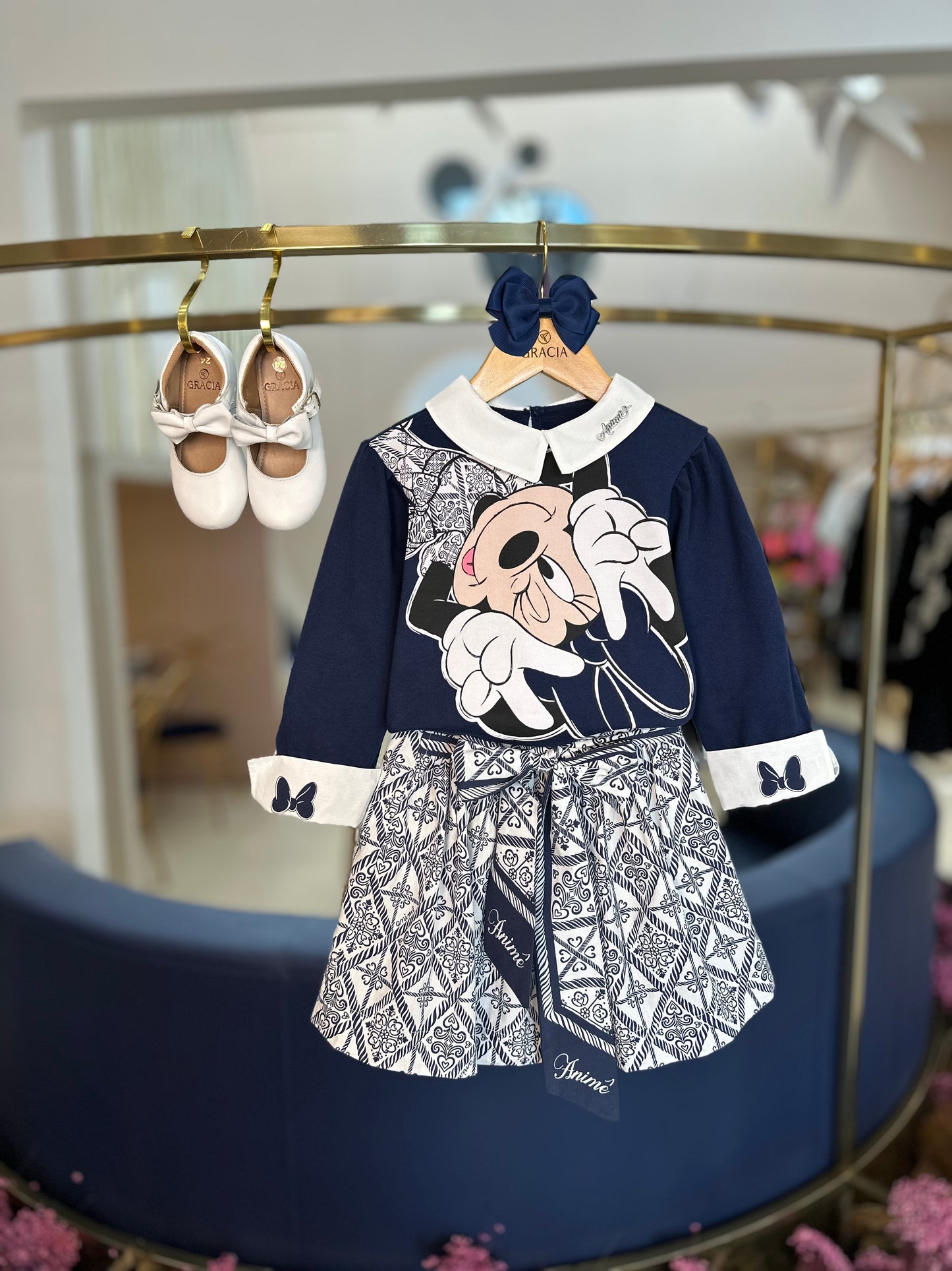 Casaco Infantil Moletom Minnie com Gola - Animê