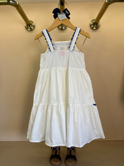 Vestido Infantil Bordado Flores Azuis - Momi