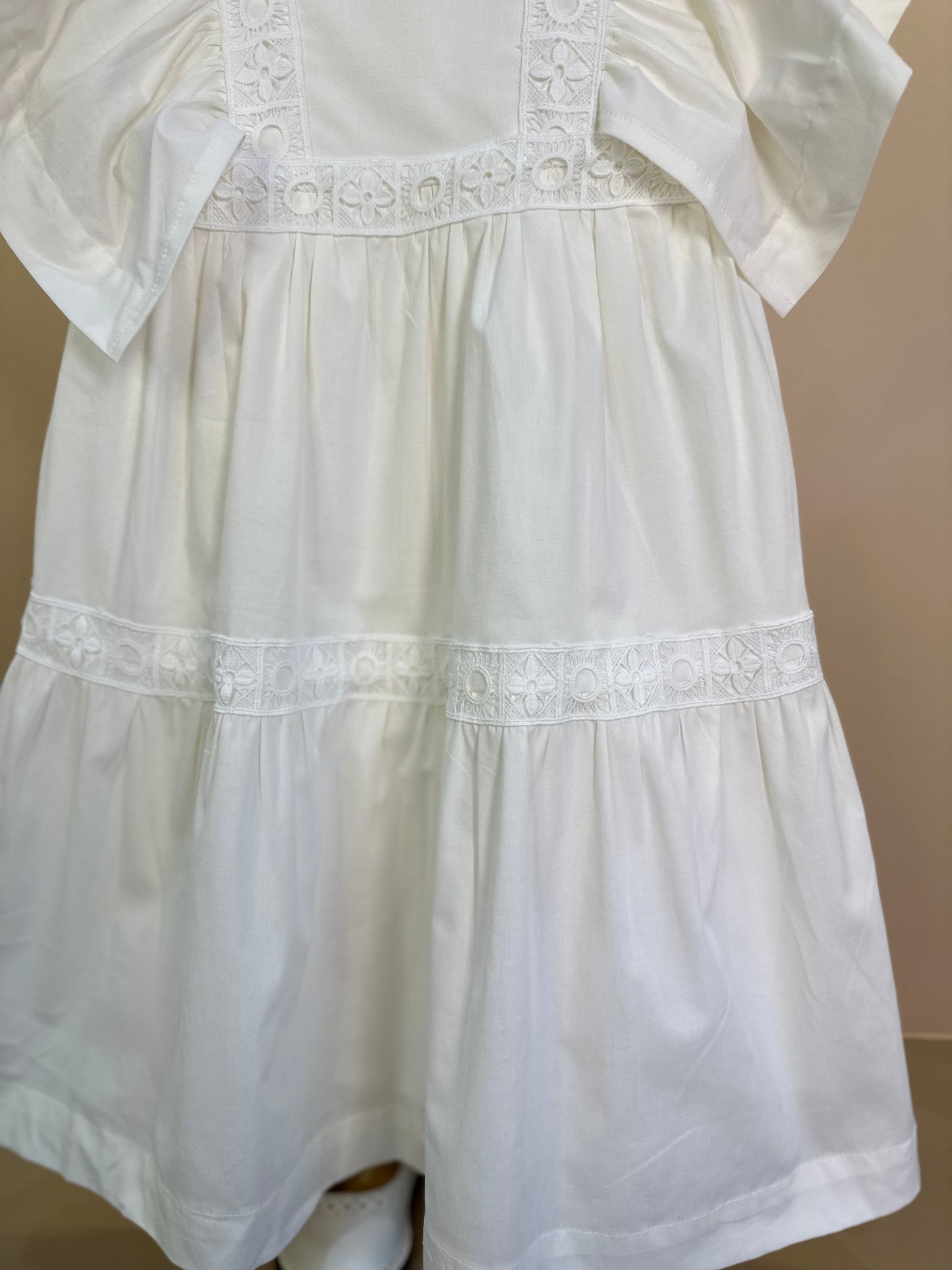 Vestido Infantil Festa Babados Off White - Animê