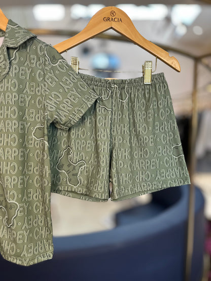 Pijama Infantil Camisa e Shorts Verde - Charpey