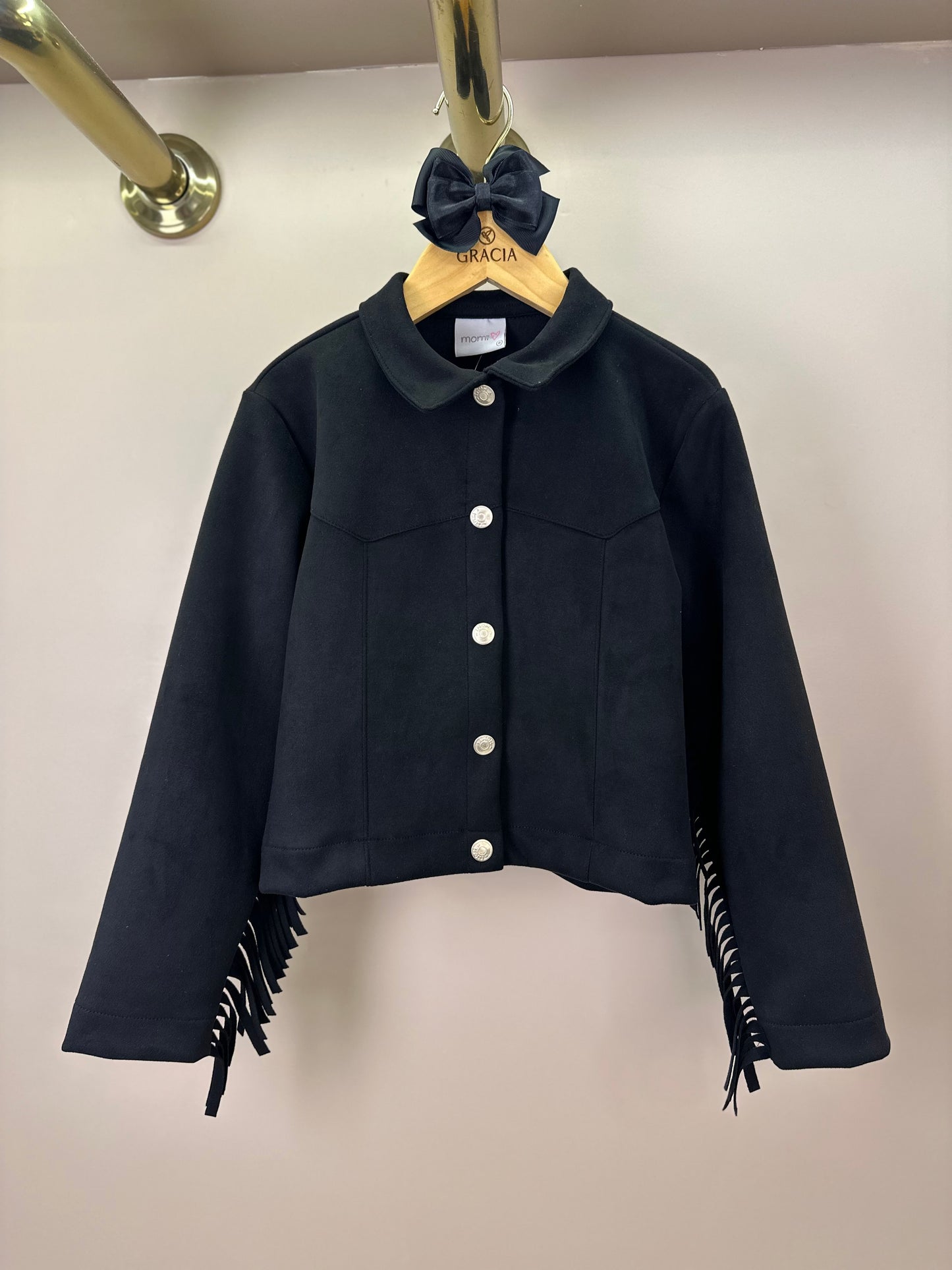 Jaqueta Infantil de Suede com Franjas - Momi