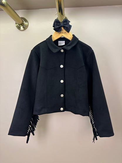 Jaqueta Infantil de Suede com Franjas - Momi