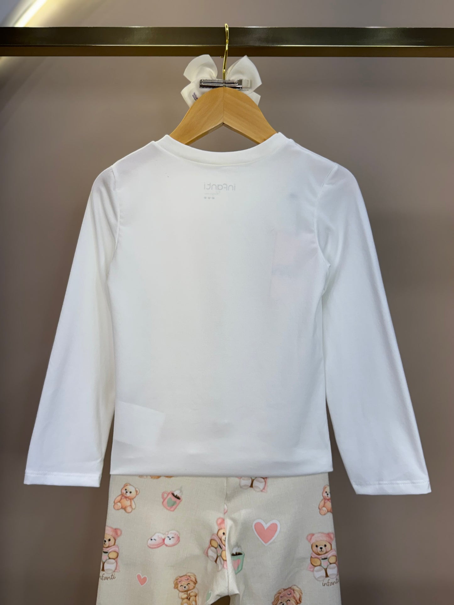 Pijama Infantil Blusa ML Off White e Legging Ursinhos - Infanti