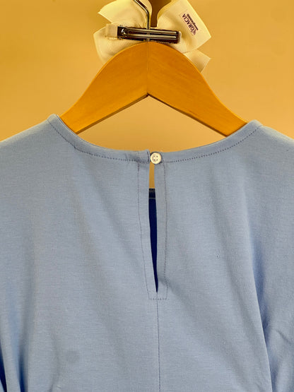 Vestido Infantil Azul Claro Laços Laterais Babado Na Barra - Animê