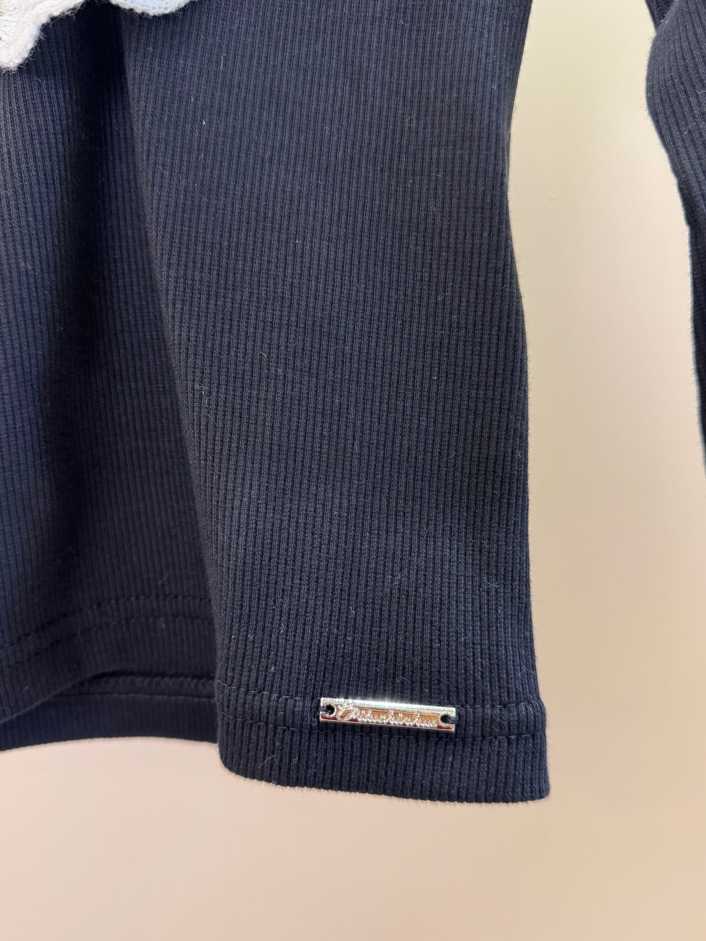 Blusa Algodão Tricot ML Jabô Botões Preta - Pituchinhus