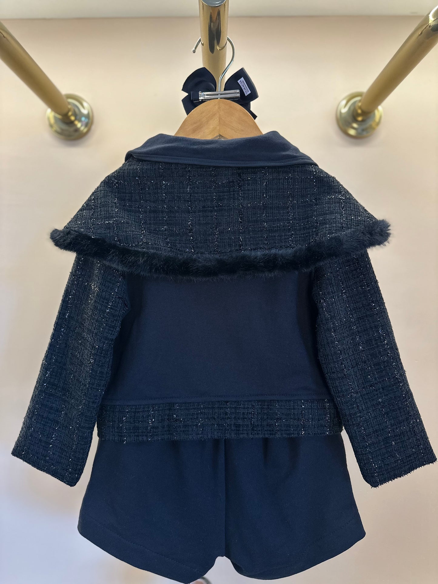 Conjunto Infantil Conceito Tweed Casaco e Saia-shorts Preto - Animê