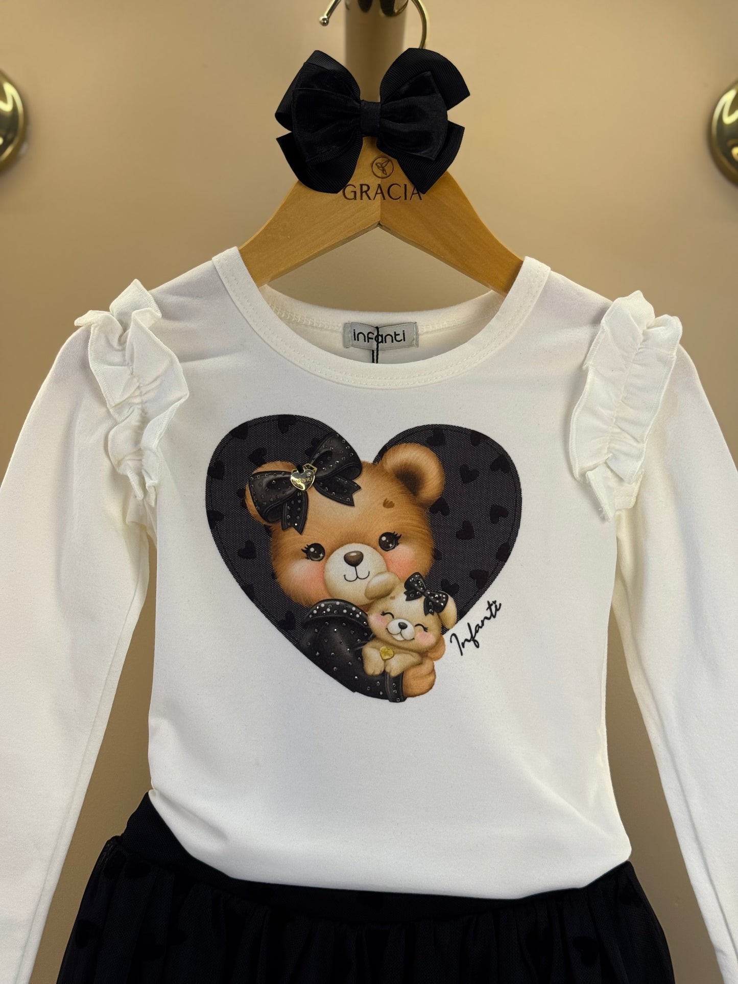 Conjunto Infantil Blusa Ml e Saia Preta - Infanti