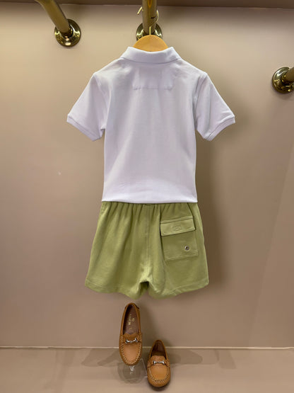 Shorts Infantil Piquet Cordão Verde - Dudes