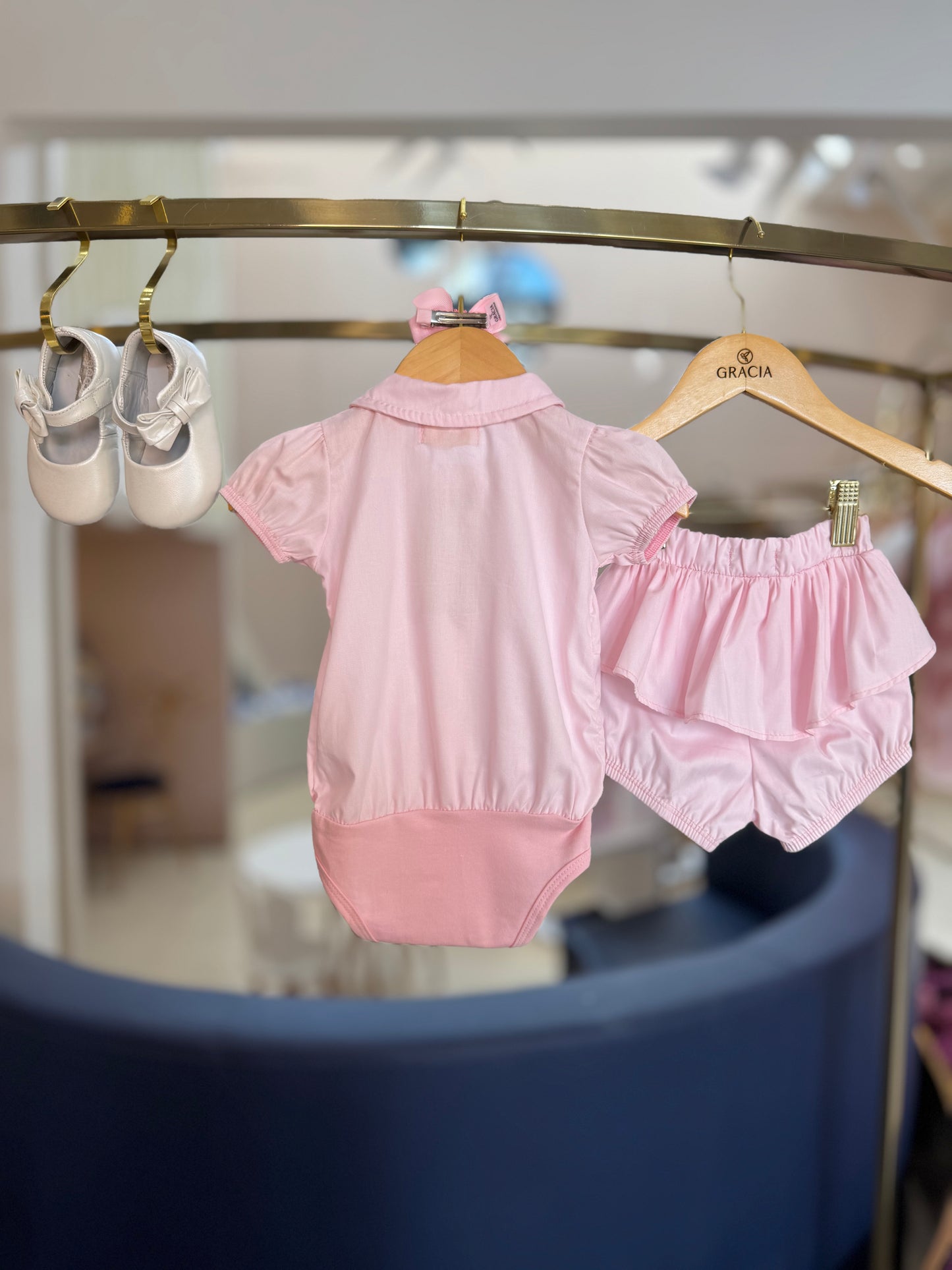 Conjunto Bebê Body e Shorts Algodão Aplicações Strass - Charpey