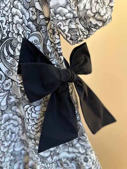 Vestido Infantil Floral Paisley Laços Preto - Animê