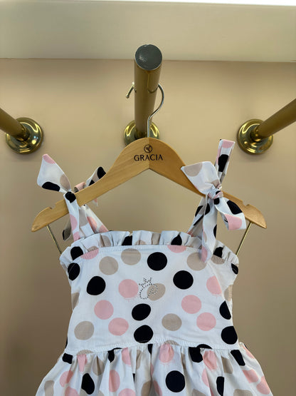 Vestido Infantil Algodão Com Babados e Poá Colorido
