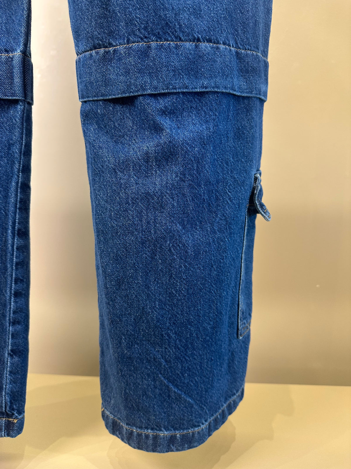 Calça Teen Jeans Wide Leg Cargo Azul - Authoria