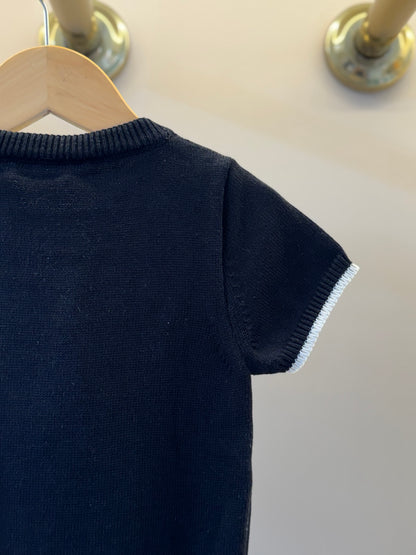 Blusa Infantil Tricot Maxi Laço Bordado Pérolas e Cristais Preta - Pituchinhus
