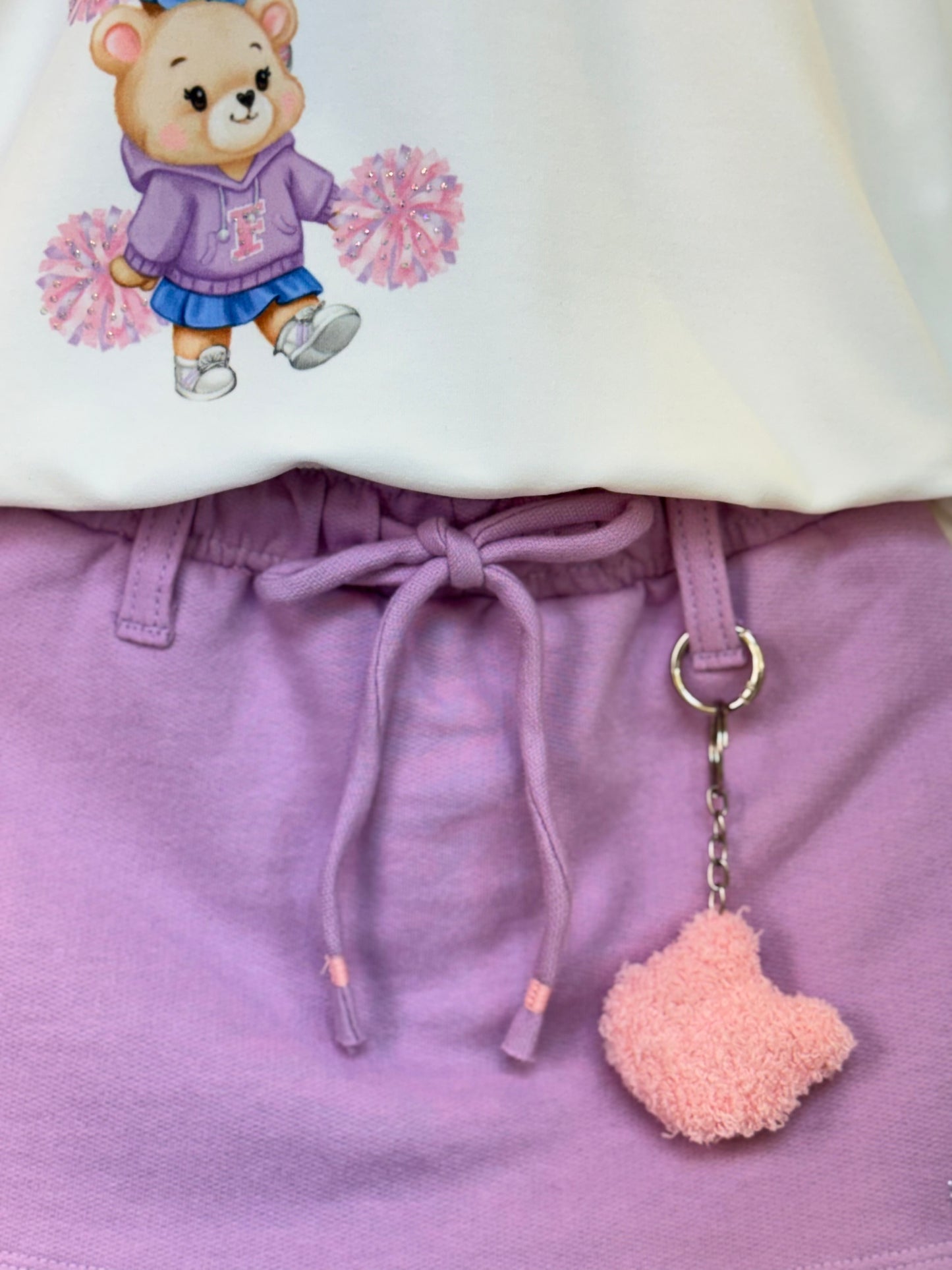 Conjunto Infantil Blusa Body ML Bear Club e Shorts-saia Lilás - Infanti