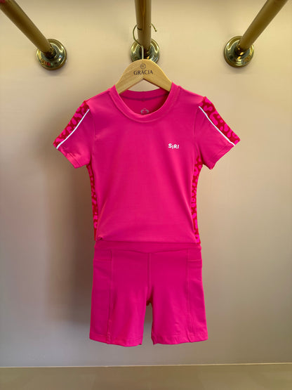 Conjunto Infantil Blusa Bia e Bermuda Eloisa Maxxi Oncinha Pink - Siri Sport