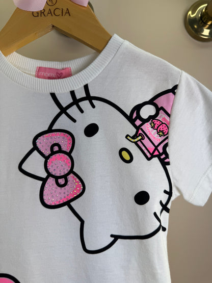 Conjunto Infantil Blusa Hello Kitty e My Melody e Shorts Legging Ciclista Rosa - Momi