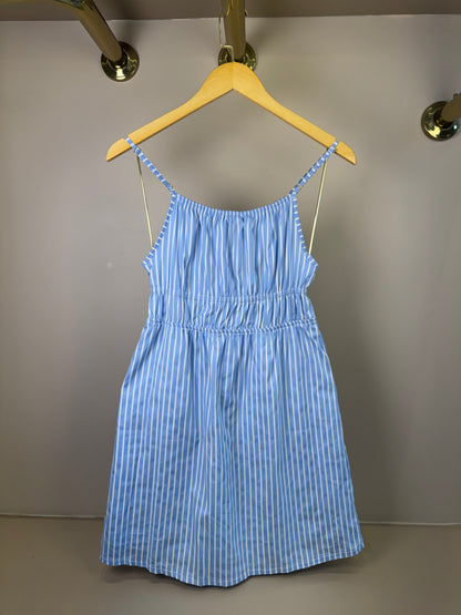 Vestido Teen Azul Listrado e Alças Finas - Vanilla Cream
