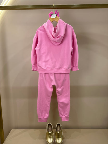 Conjunto Infantil Casaco e Calça Moletom Rosa Girly - Animê Petite