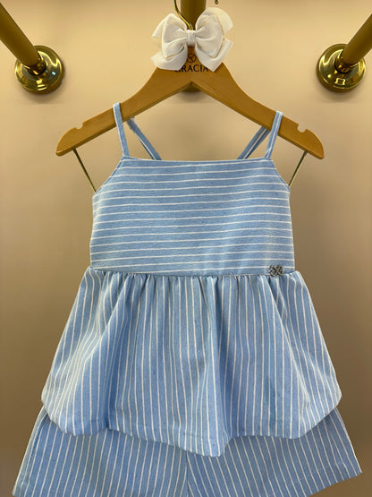 Conjunto Infantil Blusa Alças Com Regulador e Shorts Com Cós