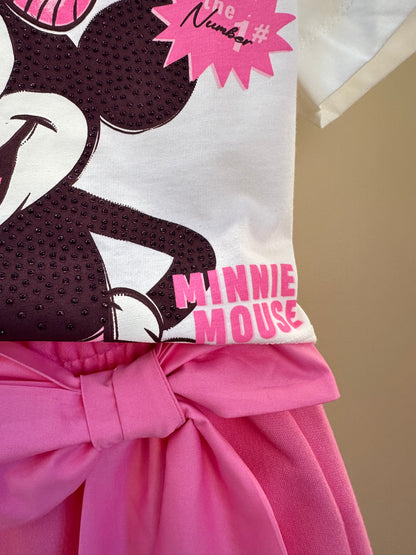 Conjunto Infantil Blusa Minnie e Shorts Laço Rosa Pop - Animê