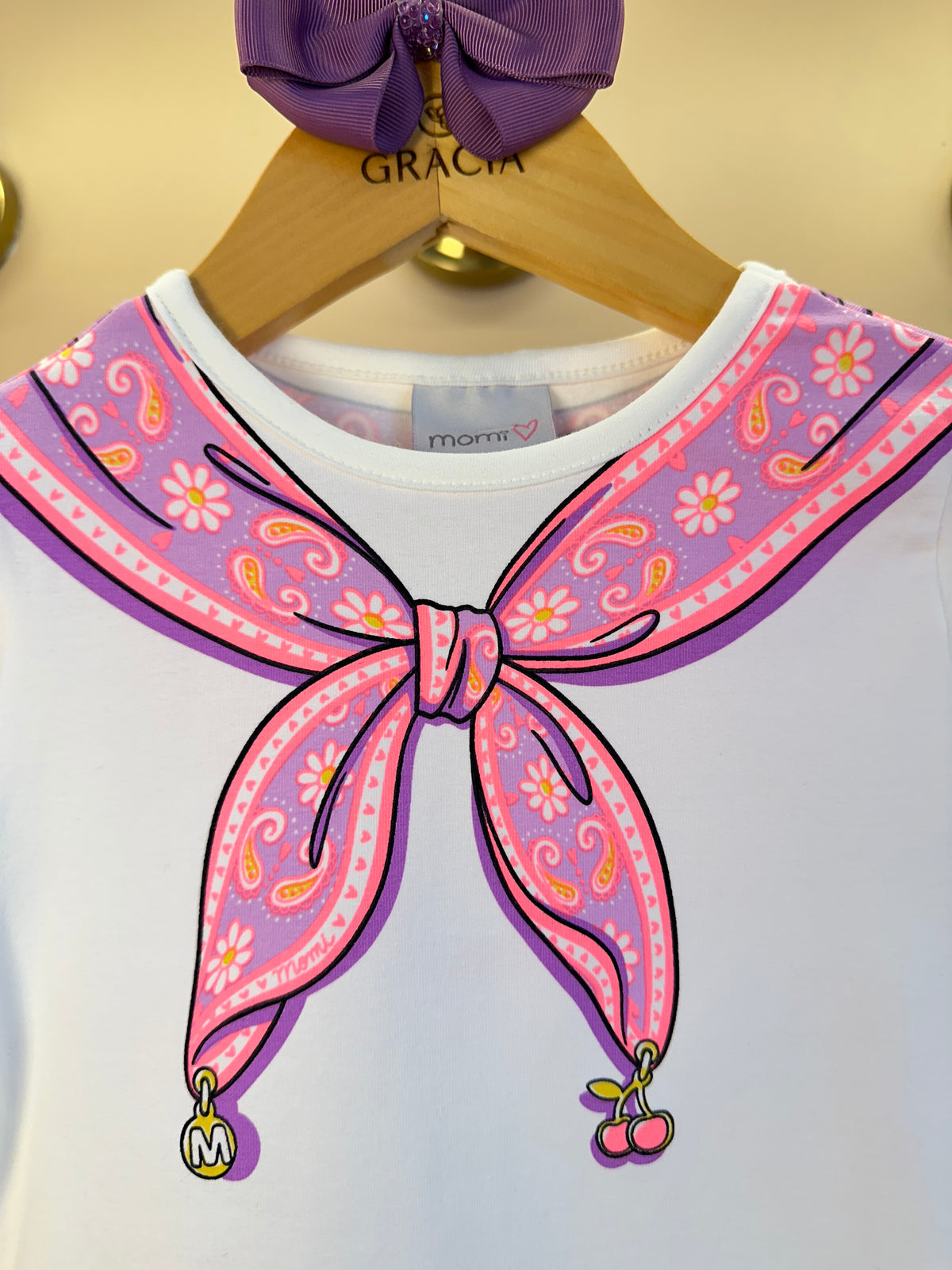 Blusa Infantil Lenço Estampado Amarrado Na Gola - Momi