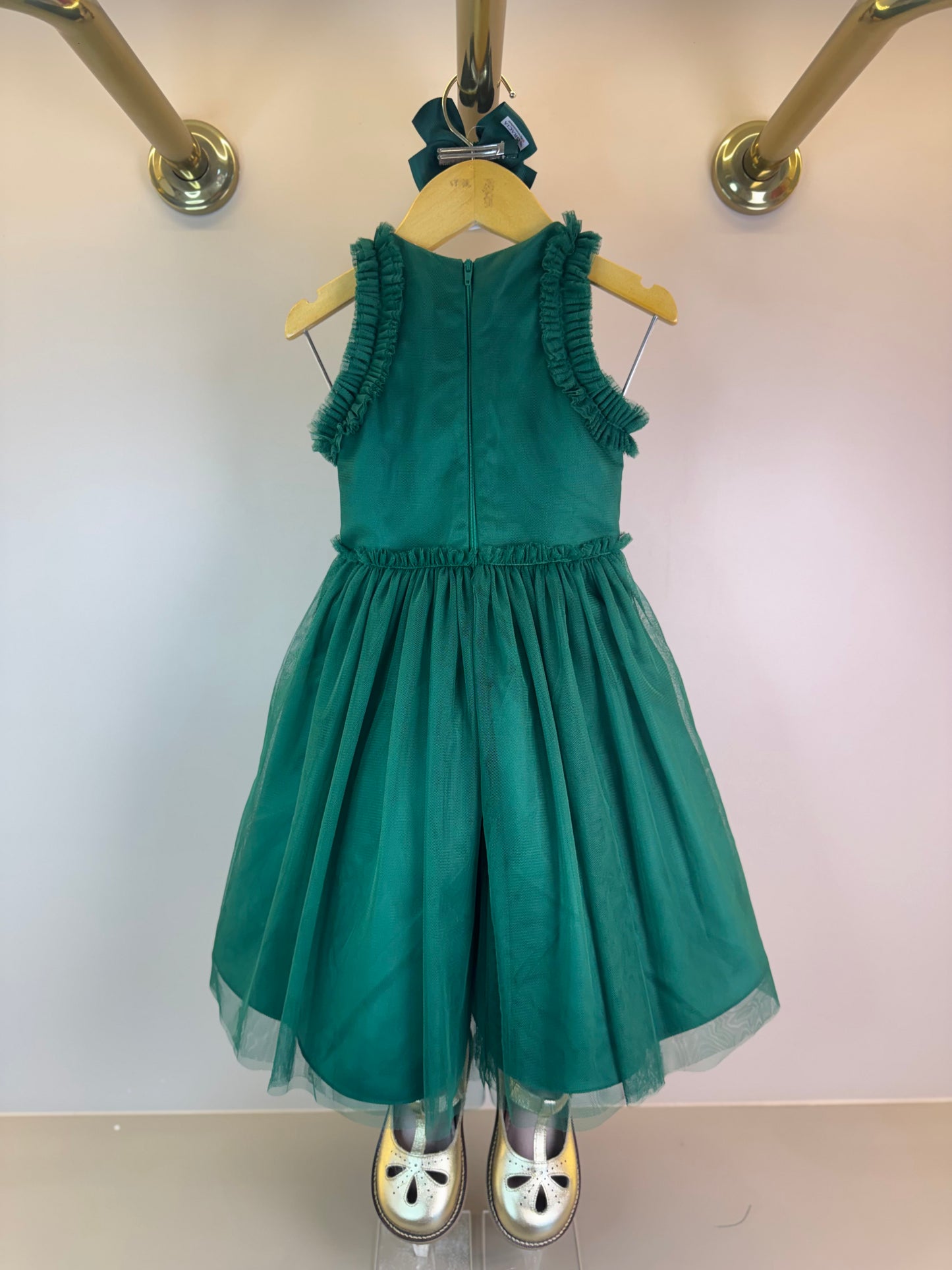 Vestido Infantil Tule Esmeralda com Paetês - Petit Cherie