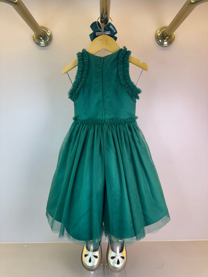 Vestido Infantil Tule Esmeralda com Paetês - Petit Cherie