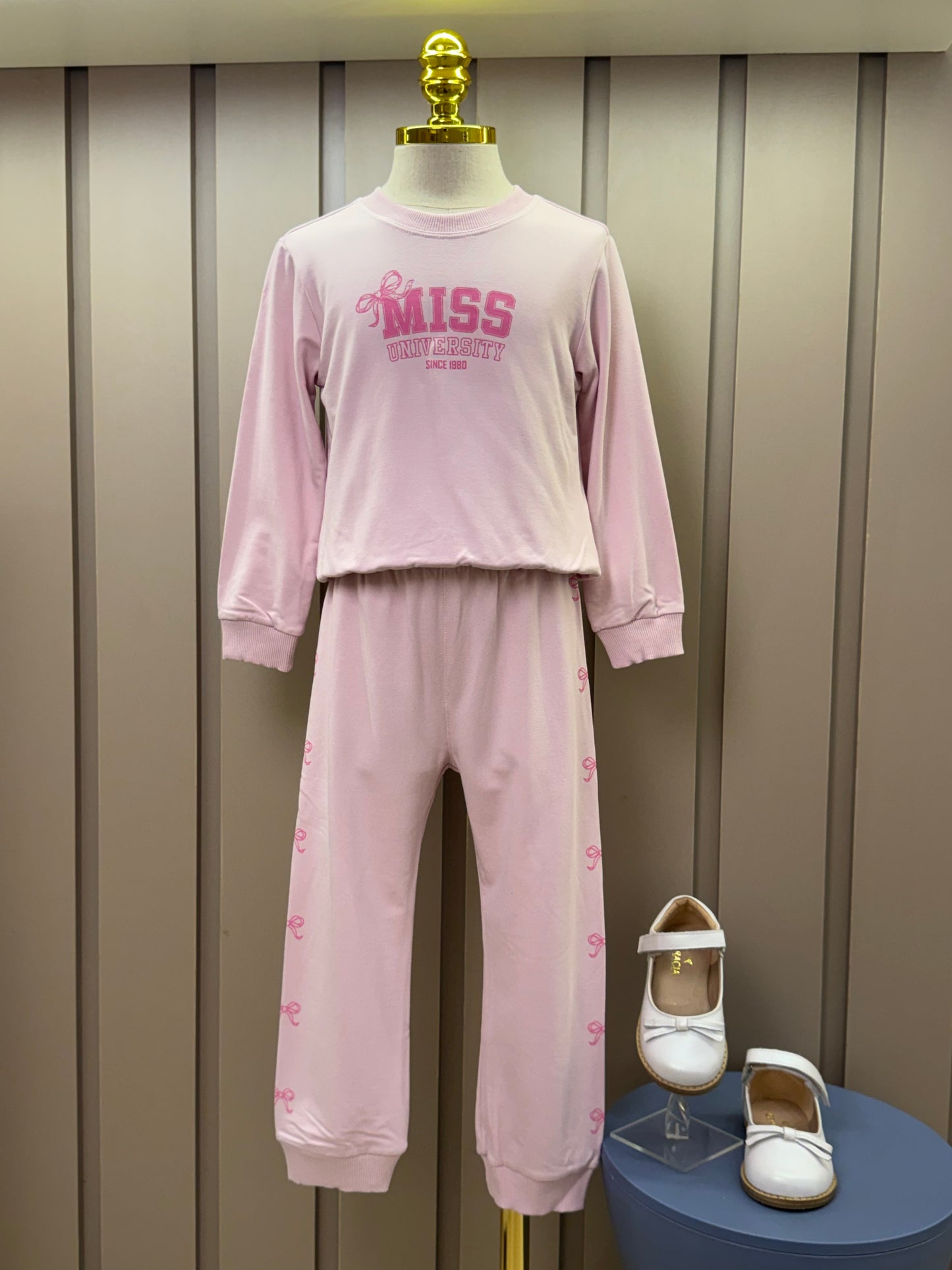 Conjunto Infantil Moletom S Felpa Blusa ML e Calça Miss University Rosa Claro - Beabá