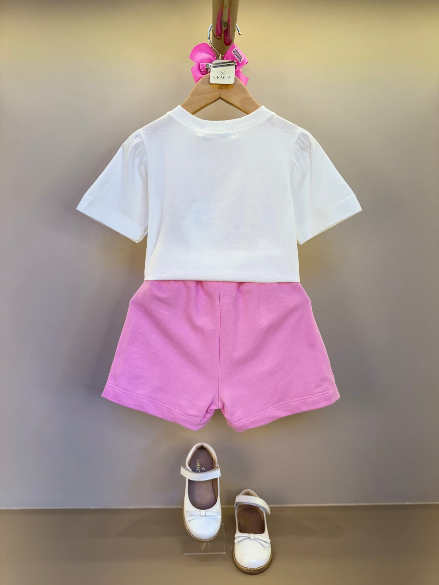 Conjunto Infantil Blusa Tea Party e Shorts Rosa Girly - Animê Petite PRÉ-VENDA