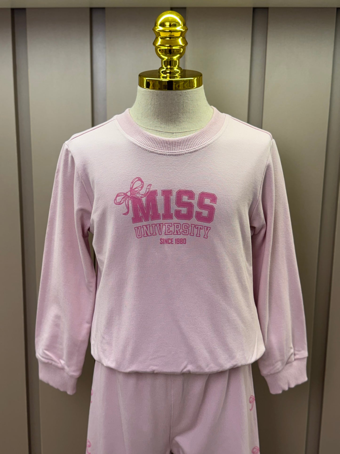 Conjunto Infantil Moletom S Felpa Blusa ML e Calça Miss University Rosa Claro - Beabá