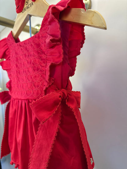 Conjunto Bebê Algodão Batinha Bordada Laços e Shortinho Vermelho - Petit Cherie