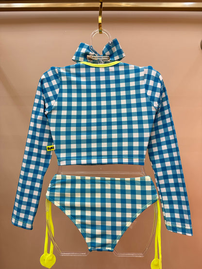 Biquíni Infantil Cropped ML Jessica Est. Vichy Limão - Siri Kids