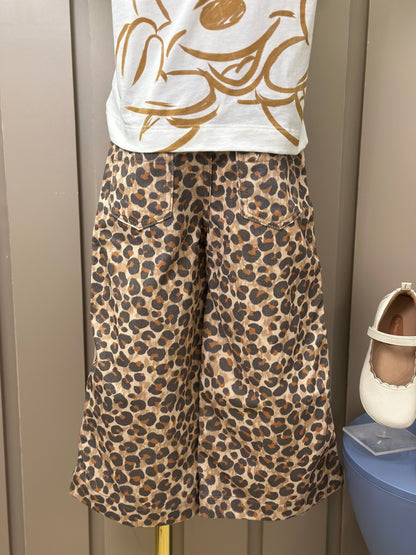 Conjunto Infantil Blusa Minnie Paisley Dourada e Calça Sarja Animal Print - Animê