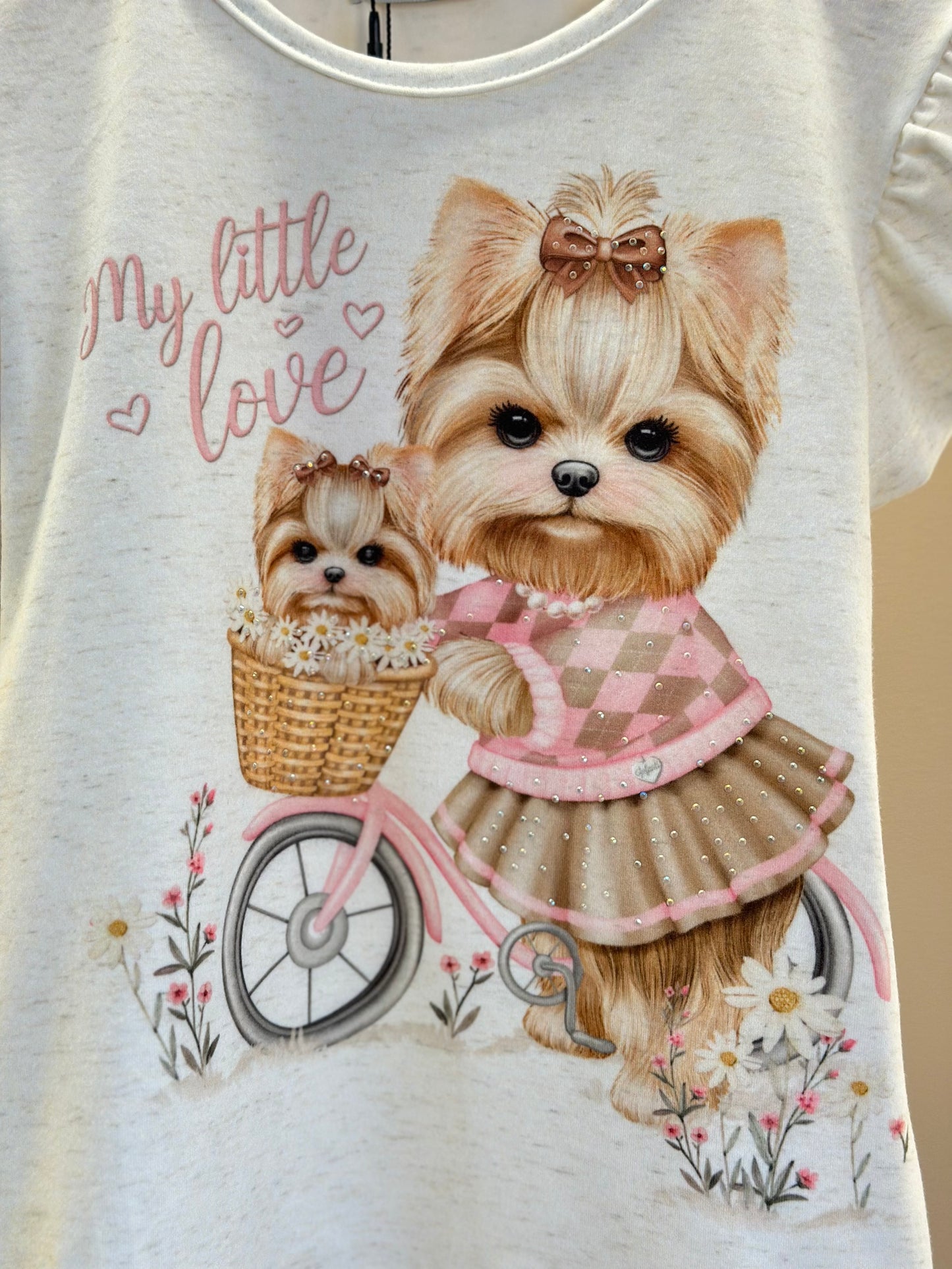Blusa Infantil Malha Comfy Cachorrinha Cute Bege Claro - Infanti