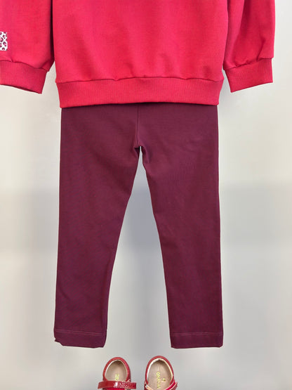 Conjunto Infantil Casaco Capuz e Orelha Minnie e Legging Cranberry - Animê