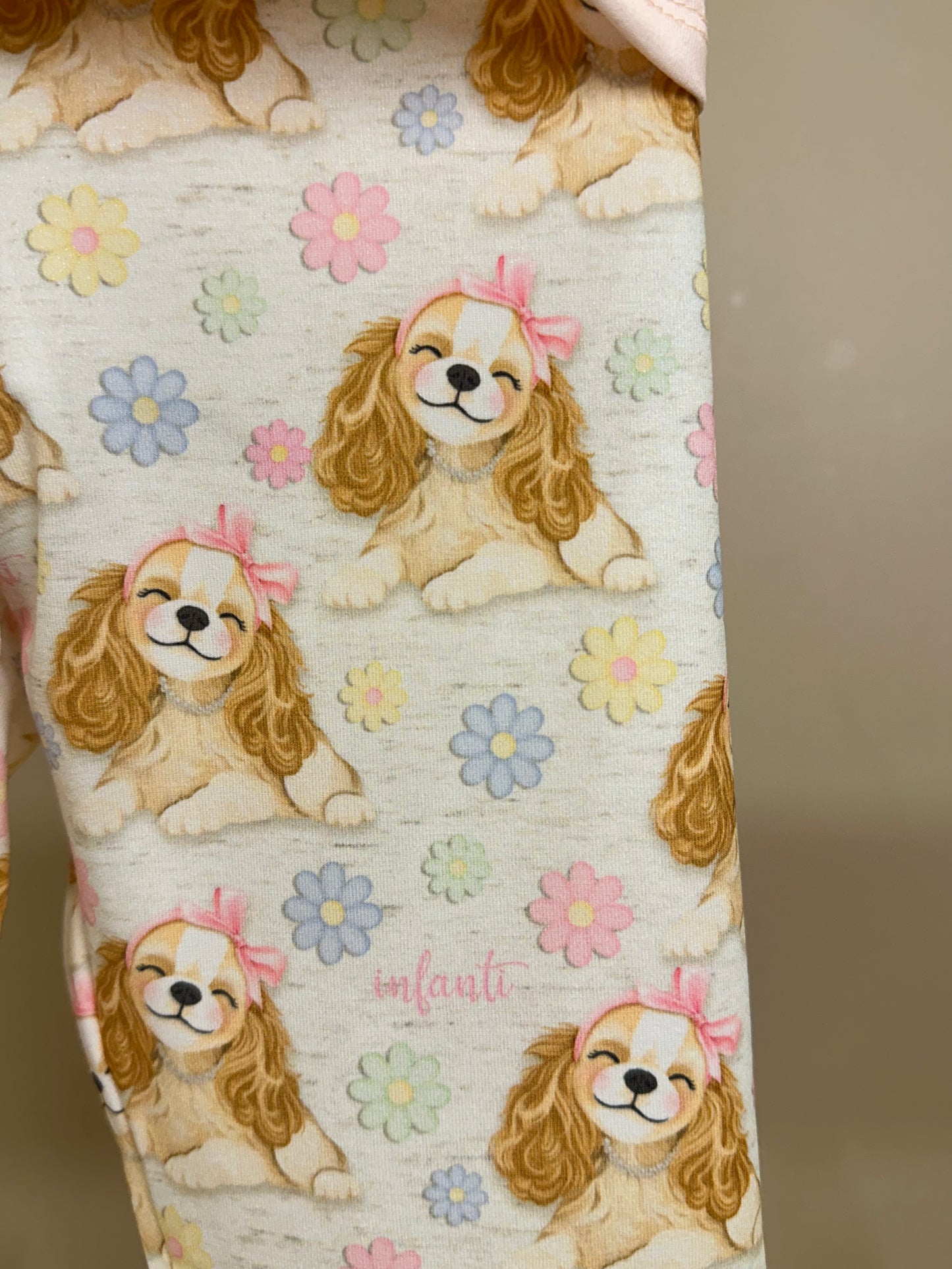 Conjunto Infantil Blusa Cachorrinha Flores e Legging Estampada Cachorrinhas - Infanti