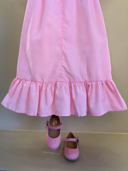 Vestido Infantil Amplo Rosa Bordadinhos Flores Busto - Mon Sucré