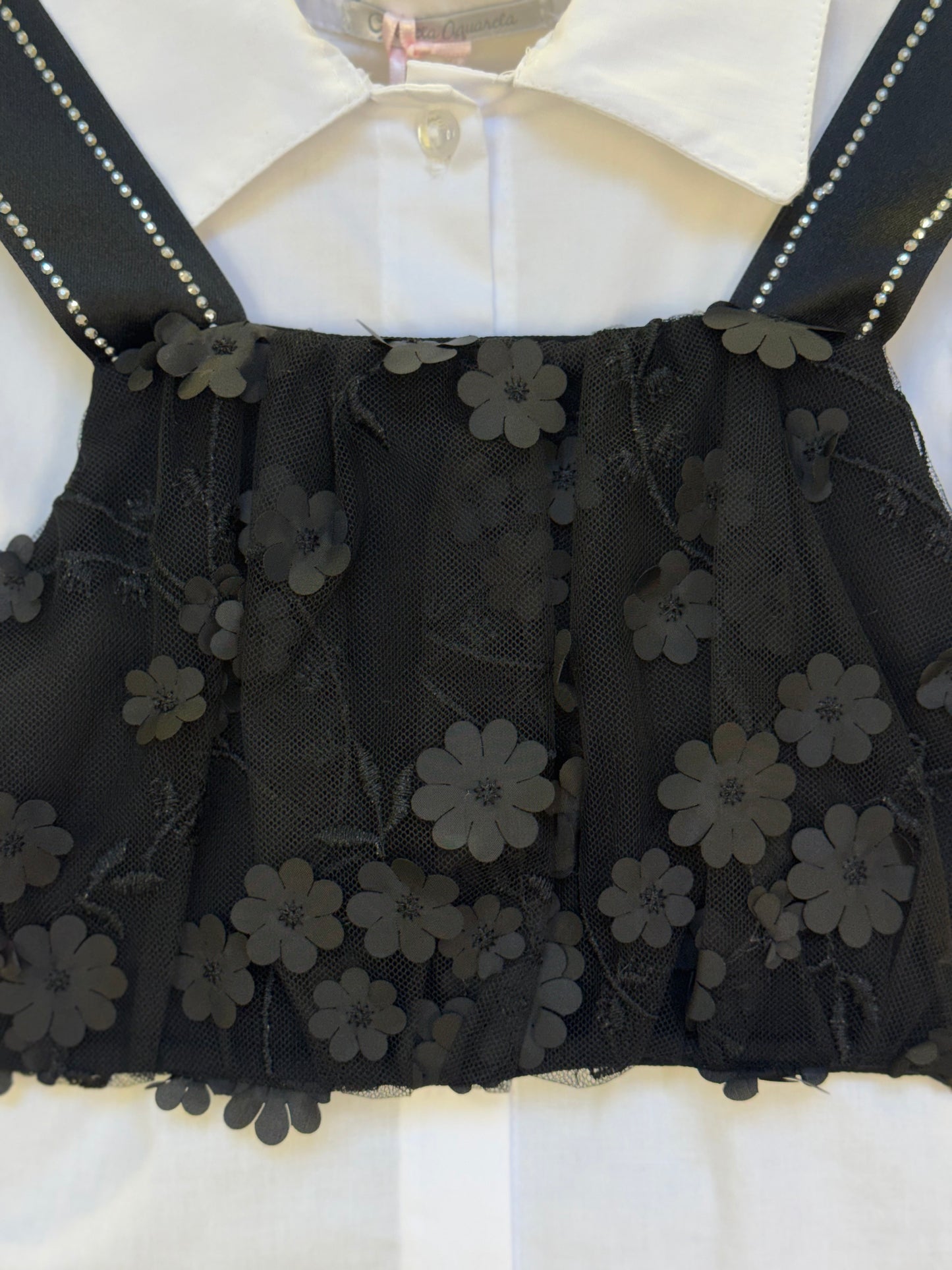 Conjunto Infantil Camisa com Cropped Bordado Flores e Saia-shorts - Gabriela Aquarela