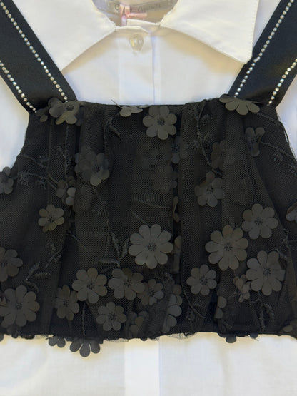 Conjunto Infantil Camisa com Cropped Bordado Flores e Saia-shorts - Gabriela Aquarela