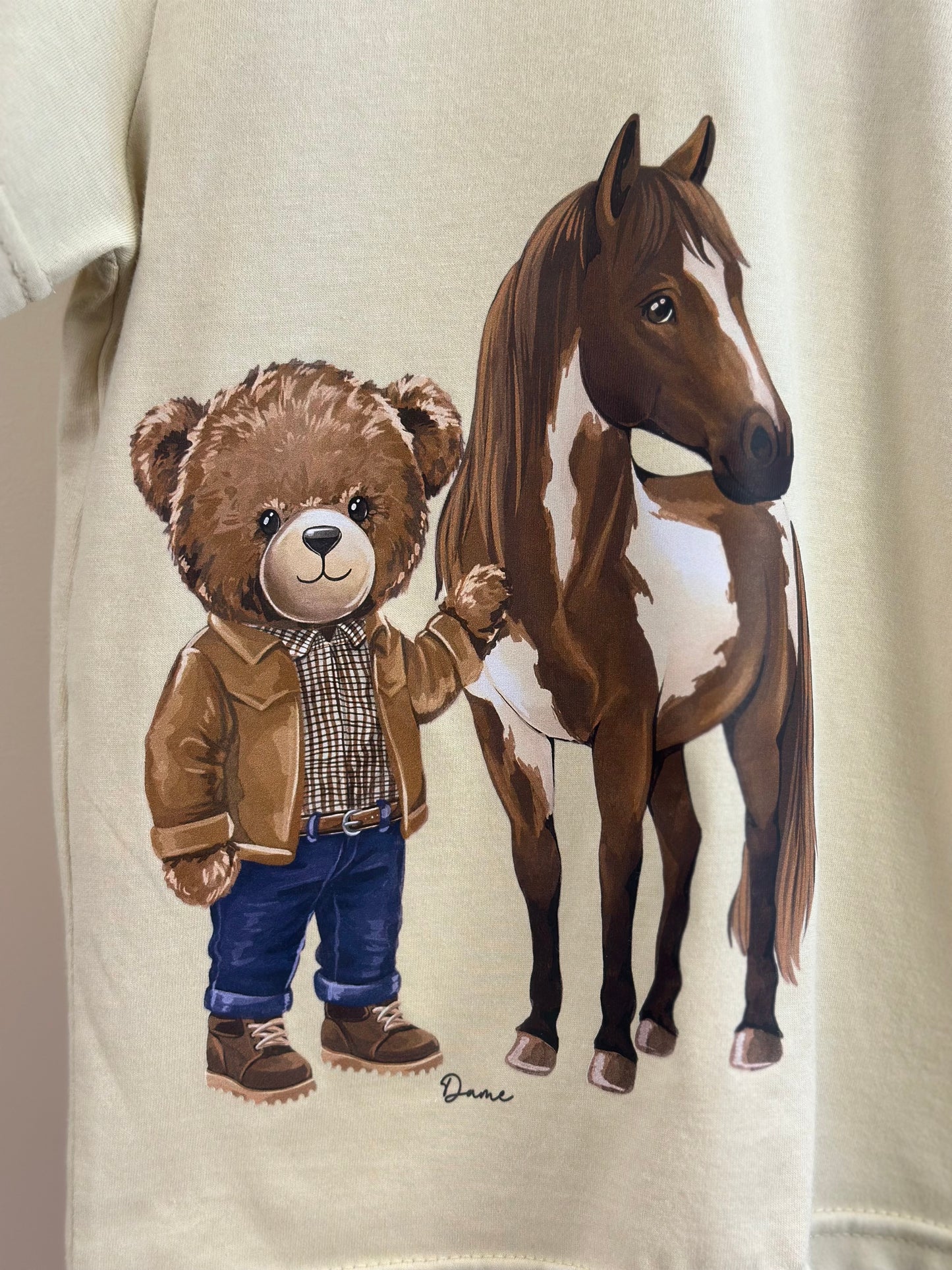 Camiseta Infantil Algodão Teddy Cavalo Linho - Dame