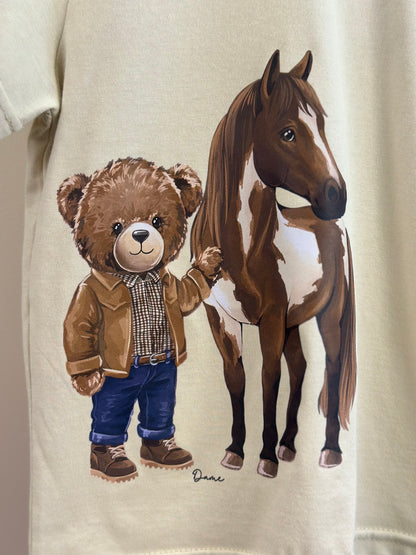 Camiseta Infantil Algodão Teddy Cavalo Linho - Dame