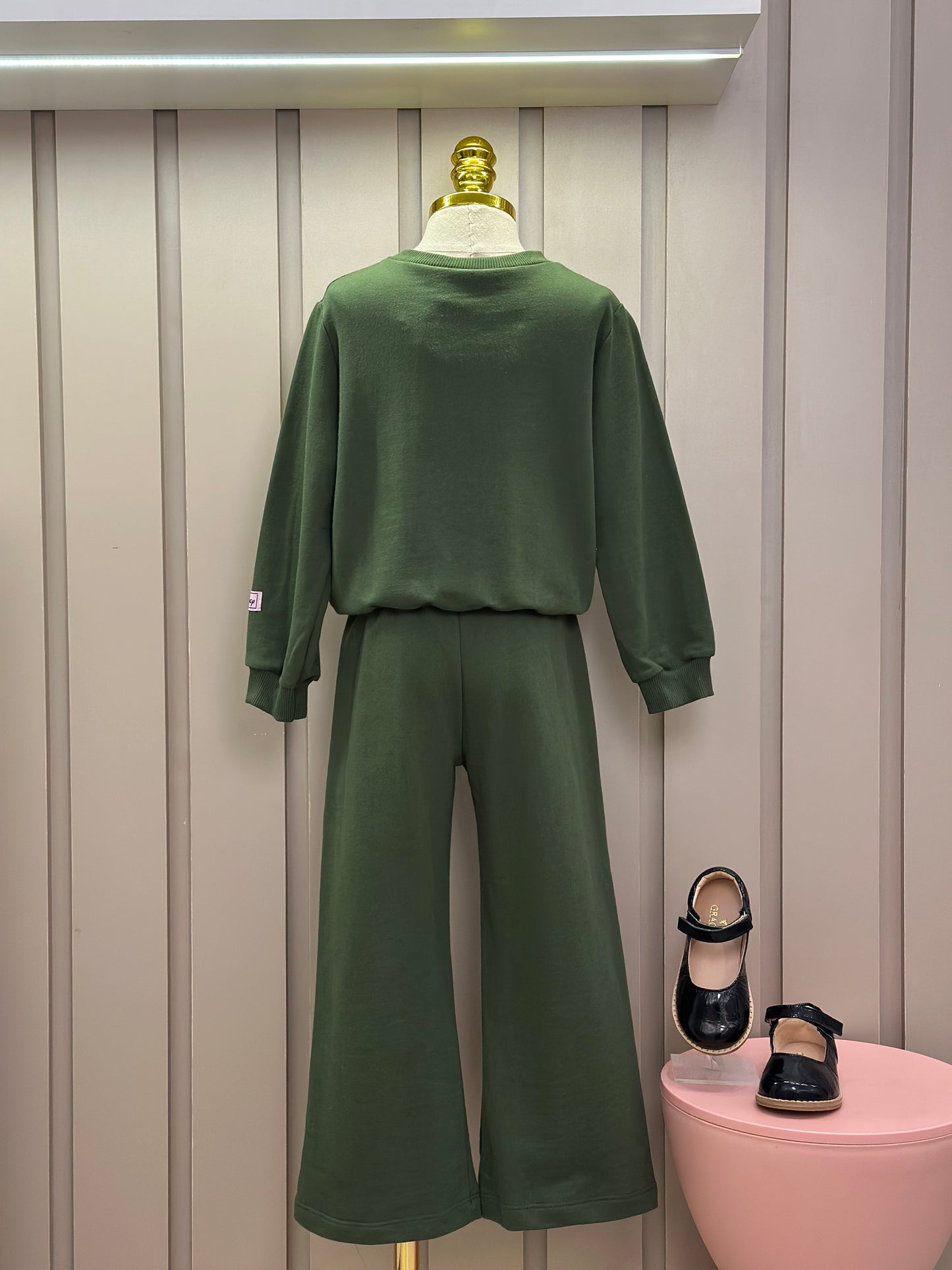 Conjunto Infantil Moletom Casaco Tico e Teco e Calça Verde Musgo - Momi