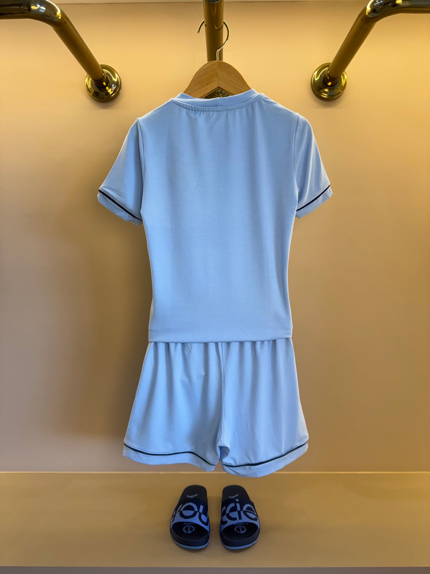 Pijama Infantil Le Basique Blusa MC e Shorts Azul Celeste - Conforteca