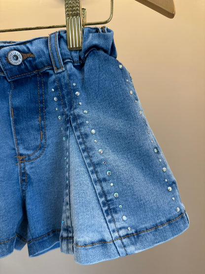 Shorts Infantil Jeans Strass - Animê