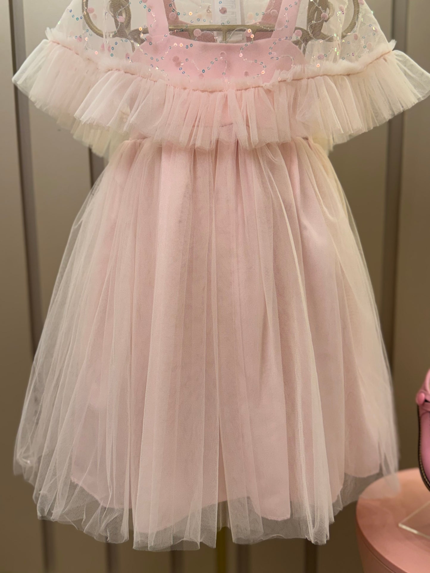 Vestido Infantil Festa com Capa Tule Bordado Rosa - Petit Cherie