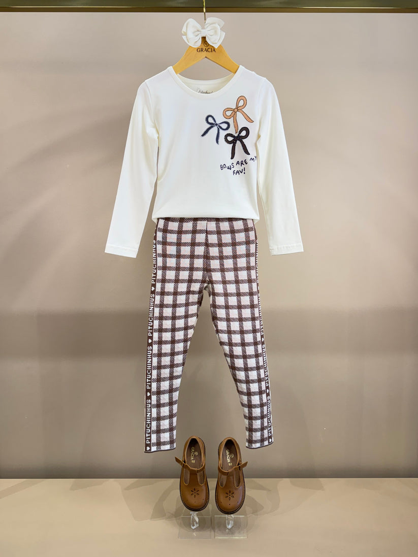 Blusa Infantil Cotton Laços Bows Are My Fav Off  White - Pituchinhus