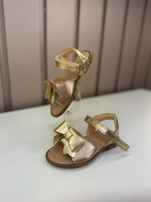 Sandália Infantil Manu Laço Velcro Dourada - Gracia