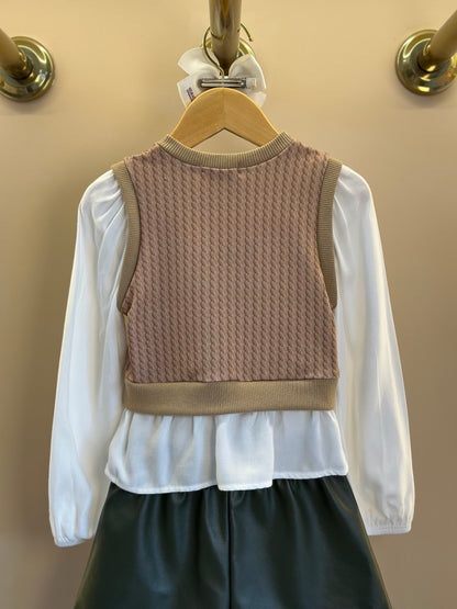 Conjunto Camisa Sobreposição e Shorts  Couro Tech Verde - Infantil